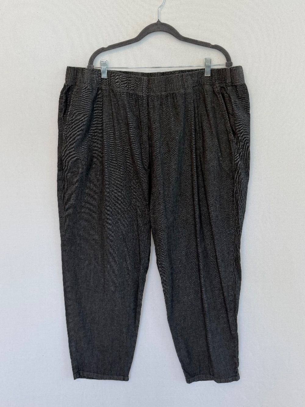 EILEEN FISHER Women’s 2X Soft Black Organic Cotton Pull On Tapered Leg Pants